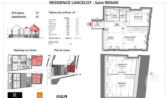 Appartement T3 à vendre - 3 pièces - 80.7 m2 - ST RENAN - 29 - BRETAGNE - Century 21 Associés Conseils Immobilier