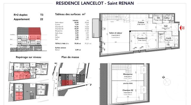 Appartement T3 à vendre - 3 pièces - 75.5 m2 - ST RENAN - 29 - BRETAGNE - Century 21 Associés Conseils Immobilier