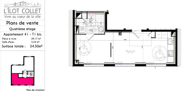 Appartement T1 à vendre - 1 pièce - 34.5 m2 - BREST - 29 - BRETAGNE - Century 21 Associés Conseils Immobilier