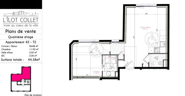 Appartement T2 à vendre - 2 pièces - 44.38 m2 - BREST - 29 - BRETAGNE - Century 21 Associés Conseils Immobilier